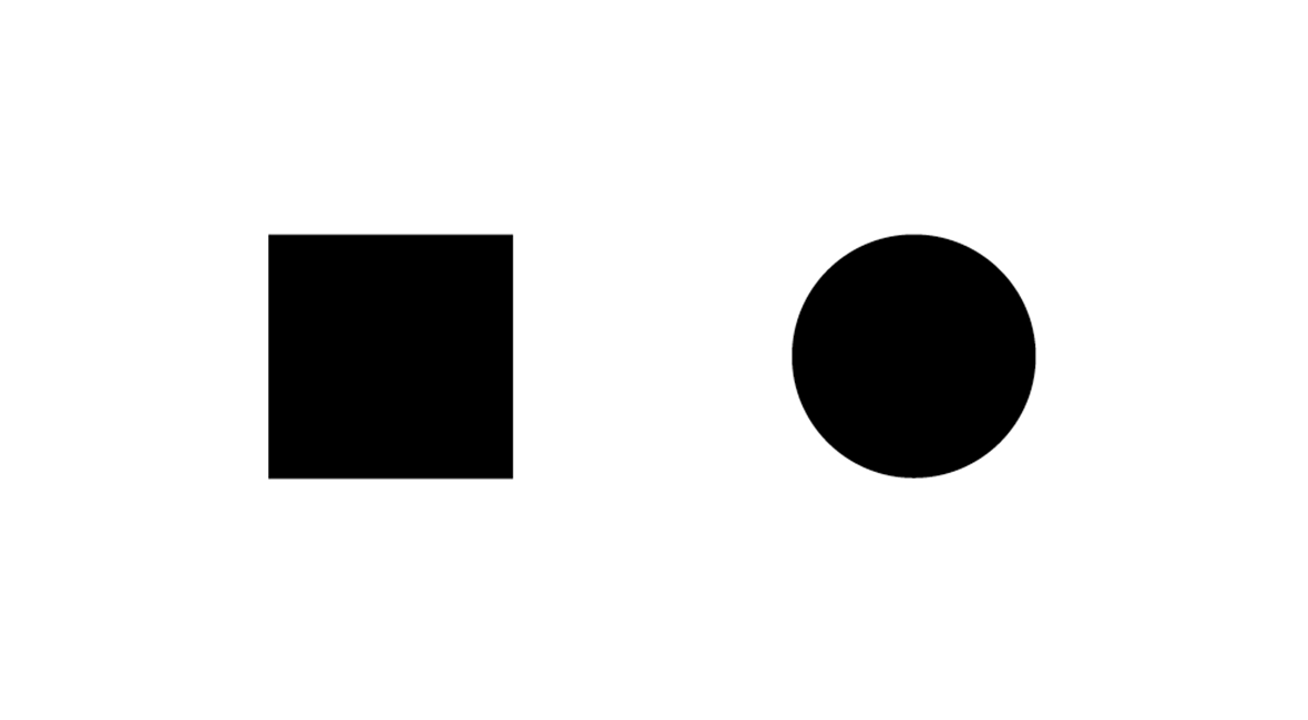 Eksempler på bruk av dualitet med de grafiske formene kvadrat og sirkel.