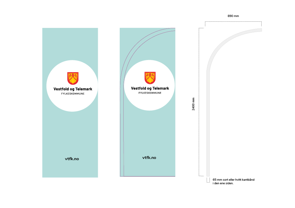 Grafisk framstilling av designoppsett for beachflagg
