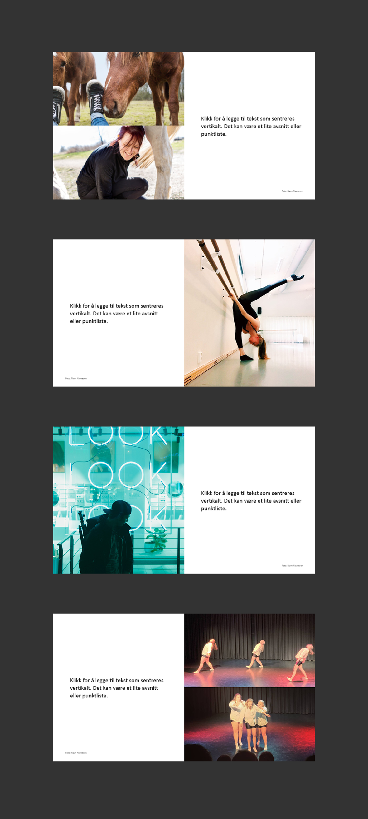 Eksempler på PowerPoint-sider med lite tekst og bilde